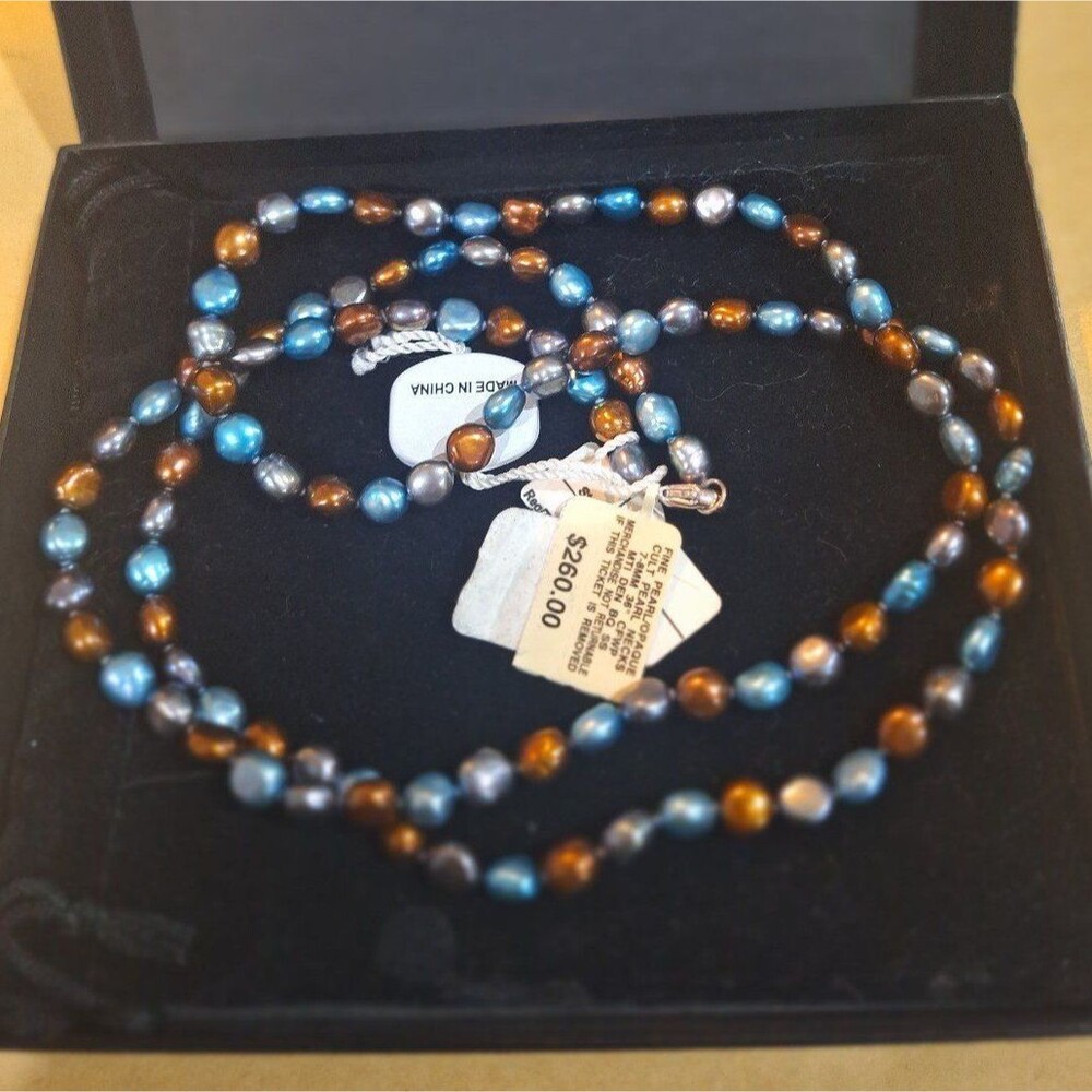 Genuine Fine Opaque Cultured Freshwater Pearl Necklace - Sterling silver